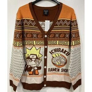 NWT Mens Naruto Ichiraku Ramen Shop Cardigan Sweater Men's‎ Size Large